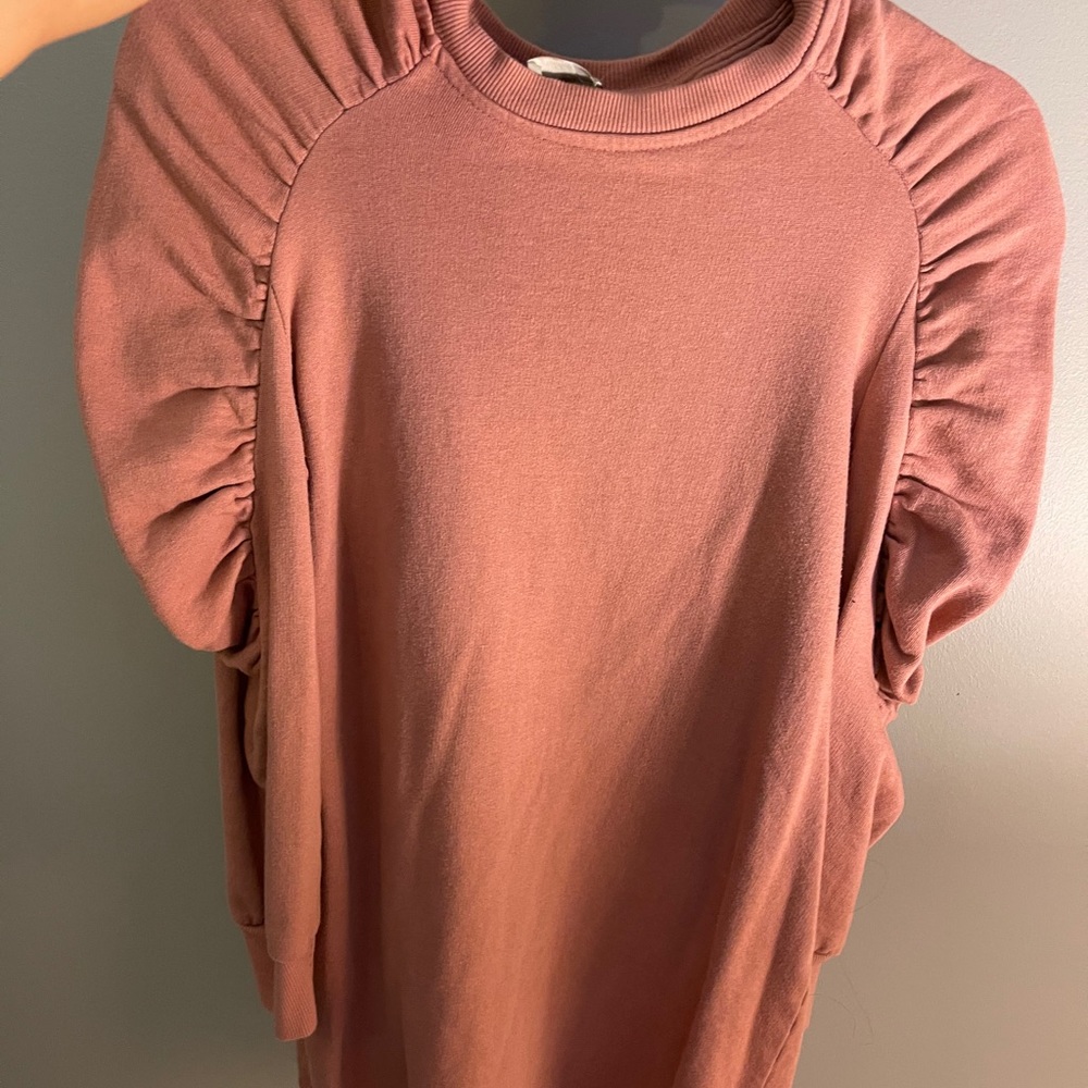 ASOS blush colored sweatshirt dress